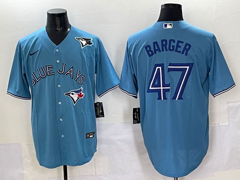 Men Toronto Blue Jays 47 Barger Light Blue Game 2025 Nike MLB Jersey style 004